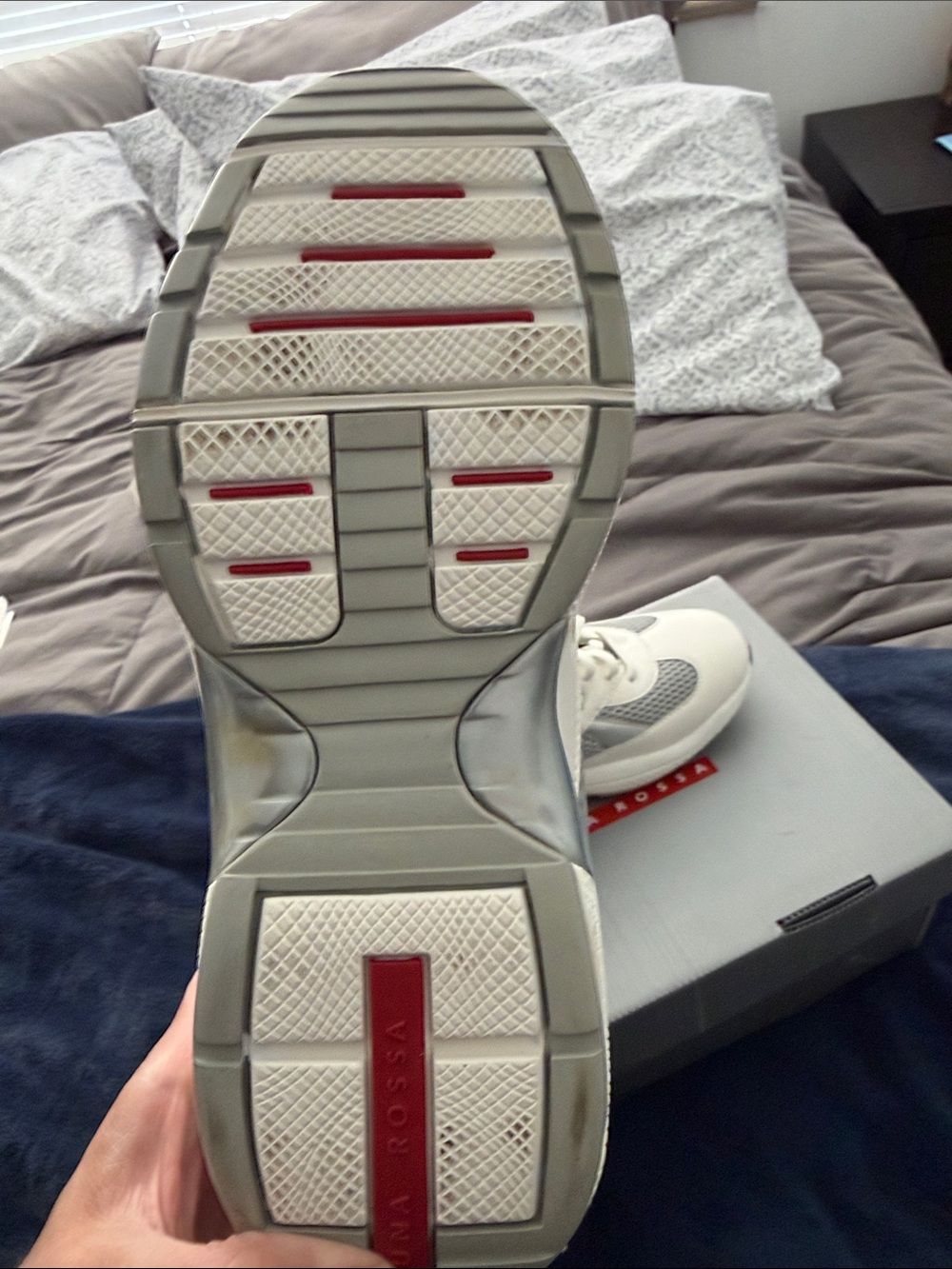 Prada White Silver Low-Top Sneakers - Picture 15 of 15